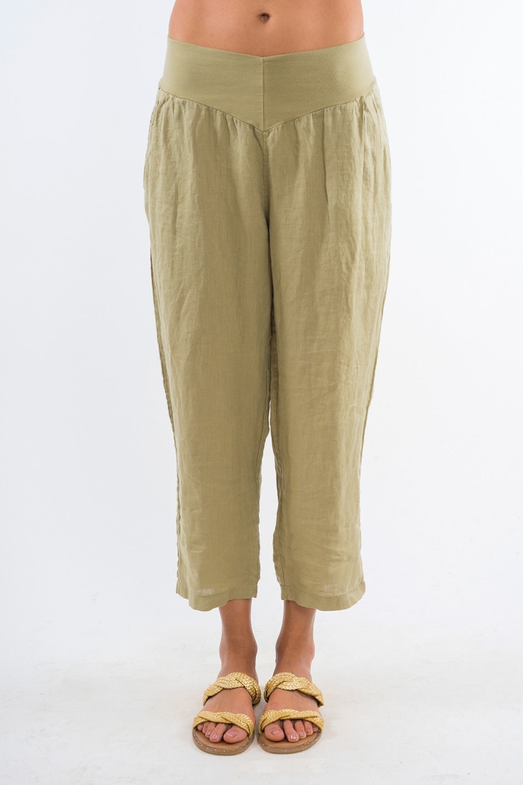 RAVENS VIEW IBIZA  Linnen Broek Sophia Dark Aloe