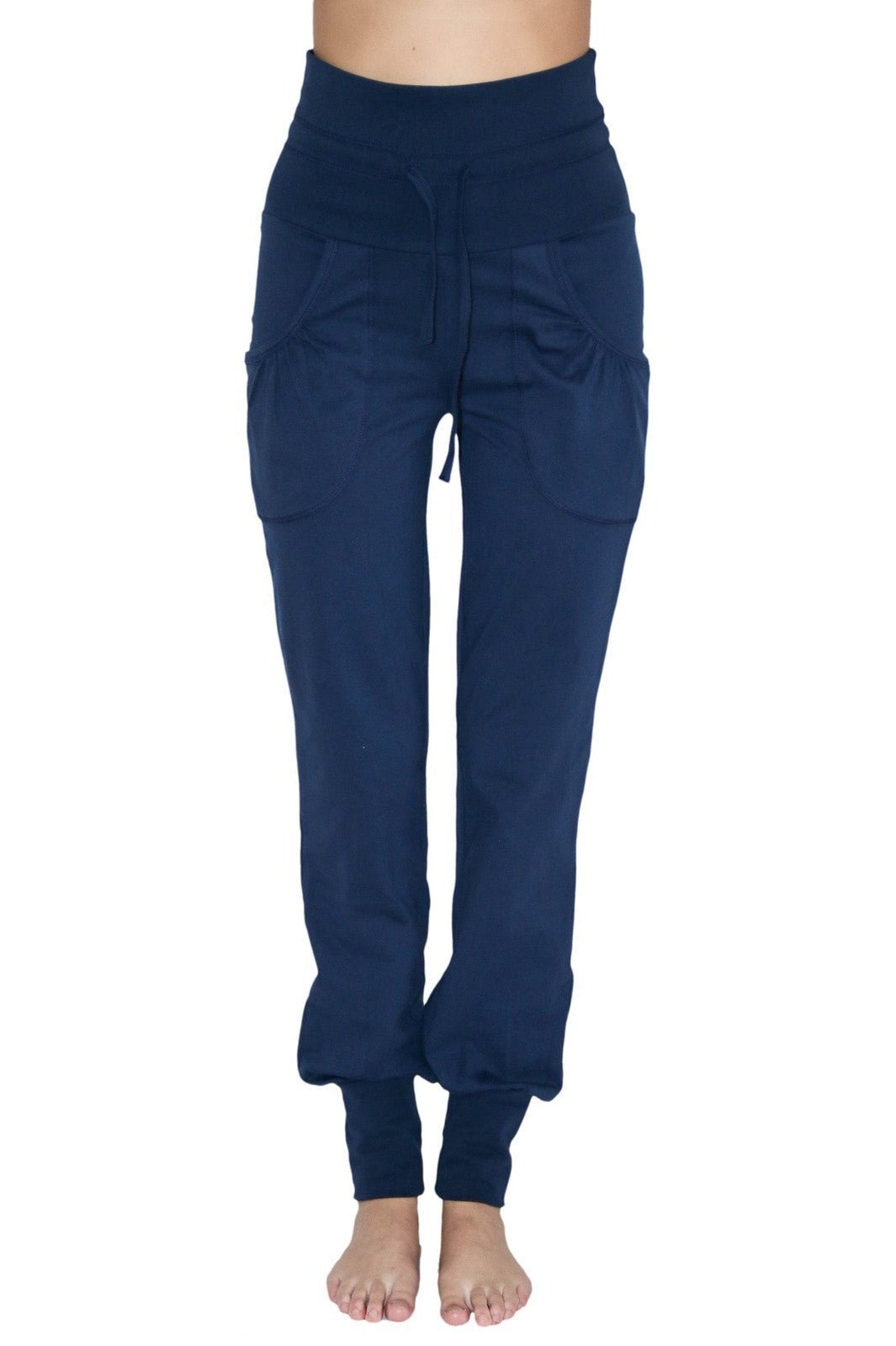 Leela Cotton  Yogabroek Met Omslagband Marineblauw