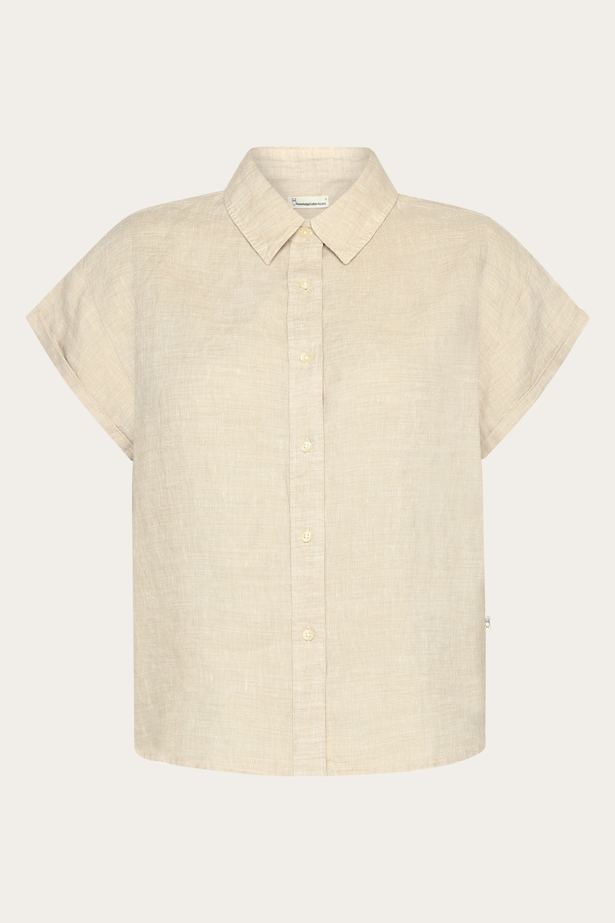 KnowledgeCotton Apparel  Shirt Aster Opvouwbaar Korte Mouwen, Licht Geverfd, Lichtgrijs