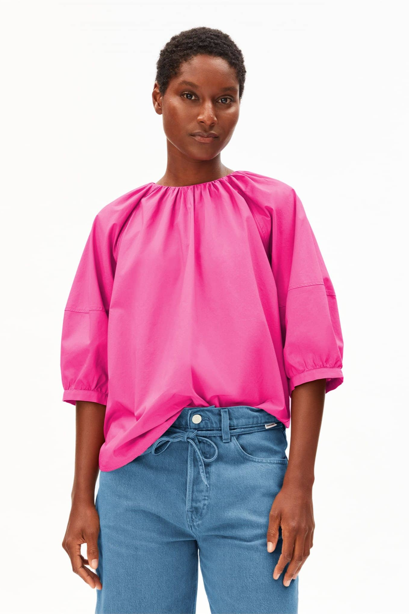 ARMEDANGELS  Blouse Van Poplin Met Ballonmouwen Roze