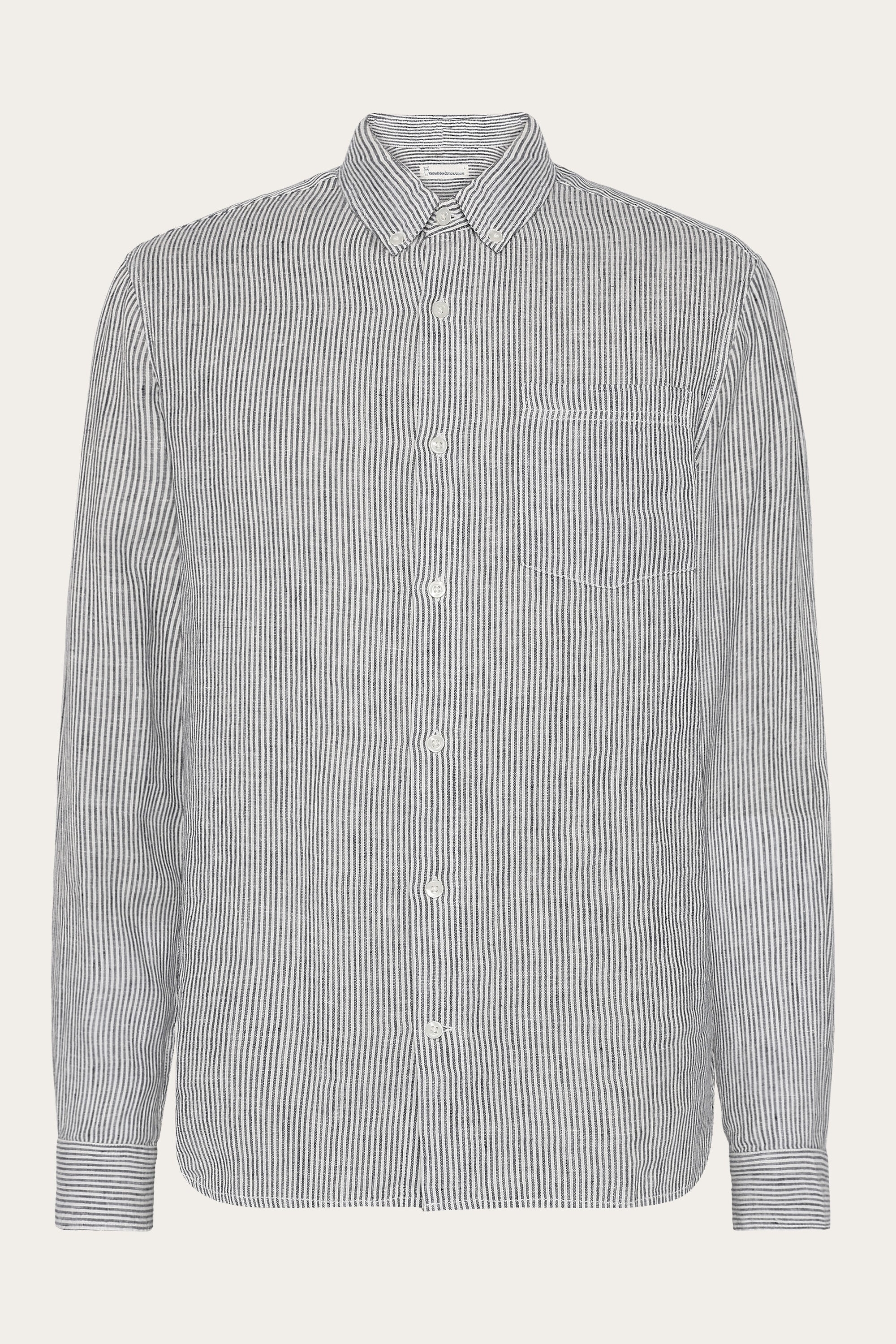 KnowledgeCotton Apparel mannen vegan Shirt Stripe Total Eclipse