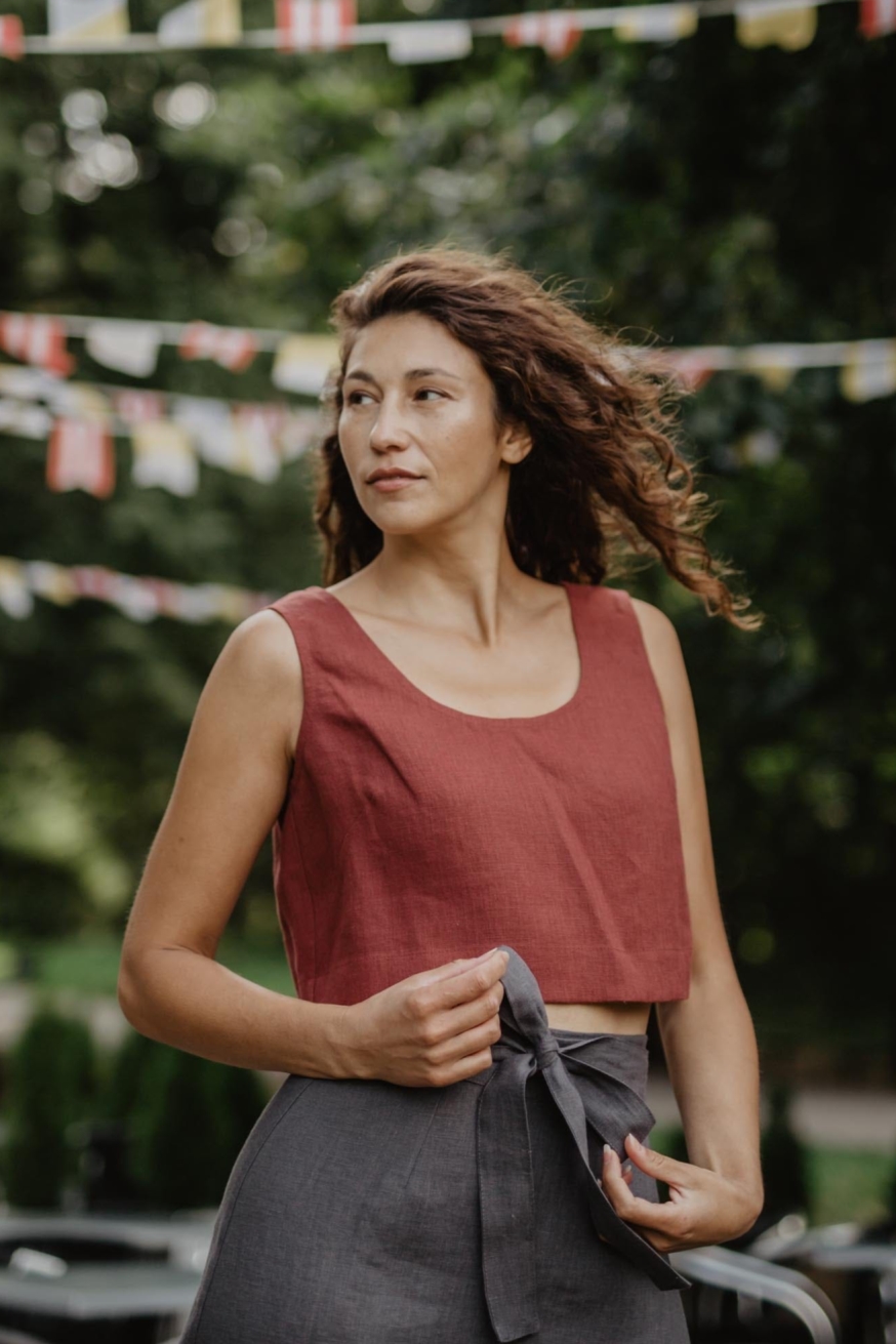 AmourLinen  Croptop Pippa Terracotta