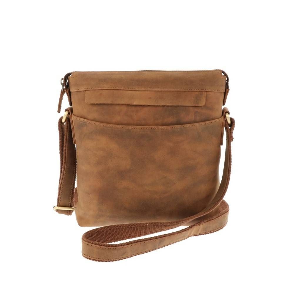 Schoudertasje van mat bruin vintage eco leer - Basil