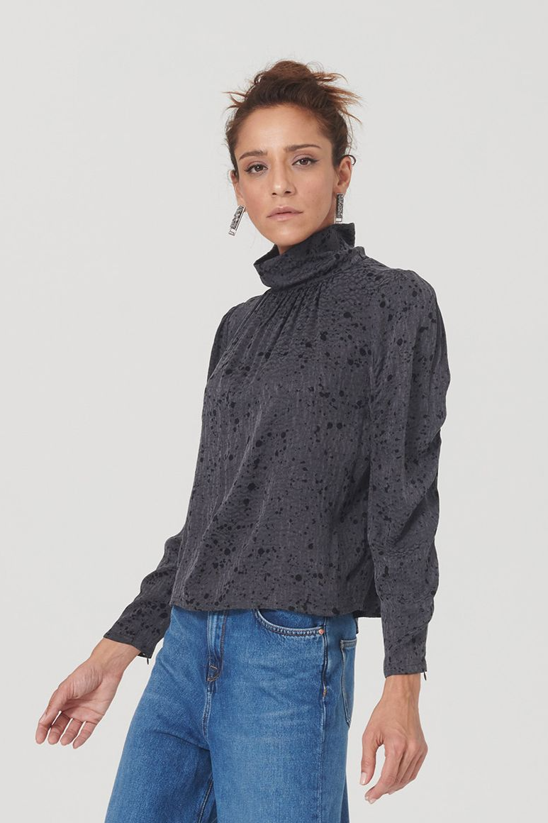 Lovjoi  Blouse Malali Charcoal Spots Grijs