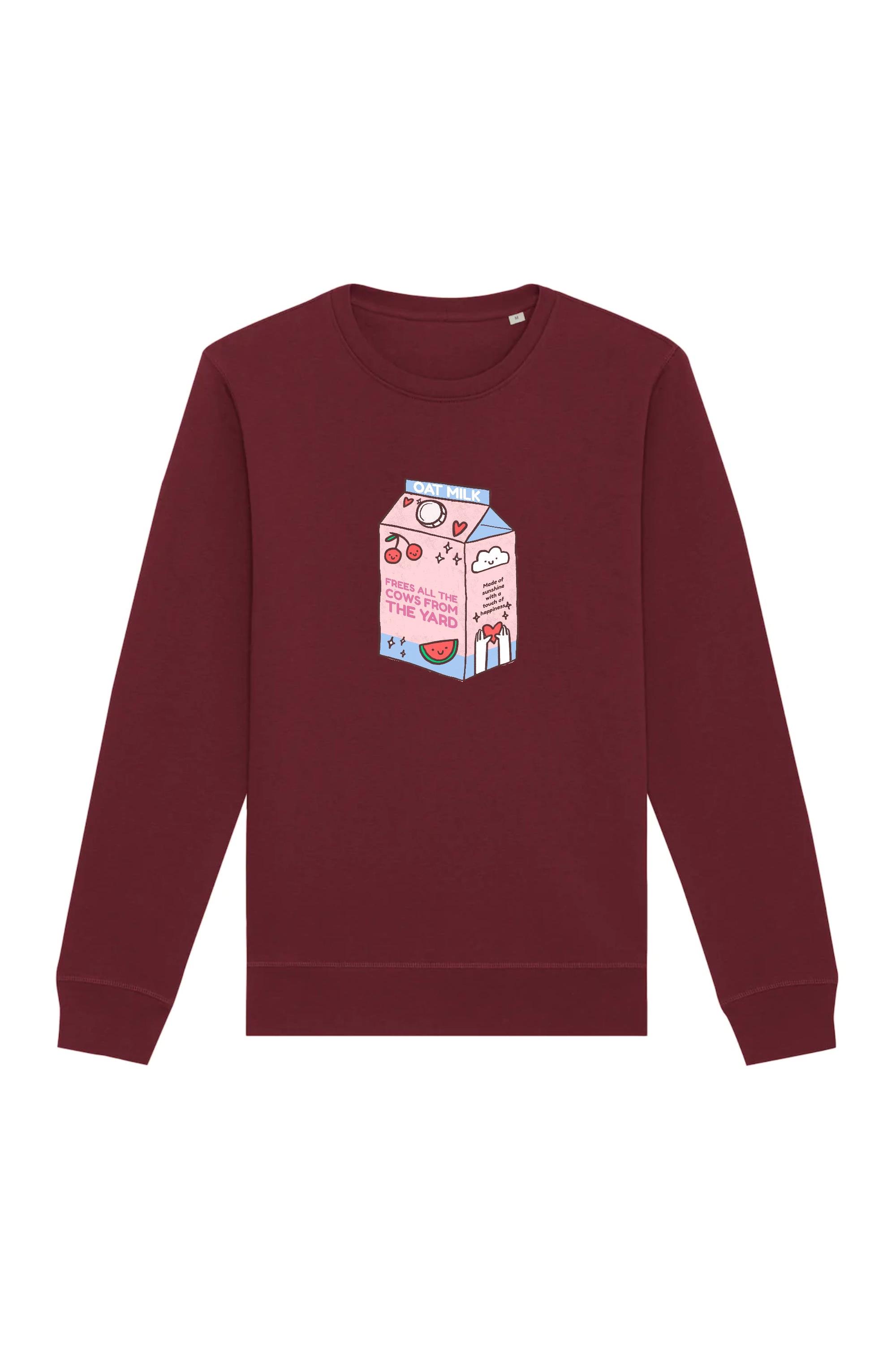 Oat Milk Club  Sweatshirt My Oat Frees All The Cows Bordeaux
