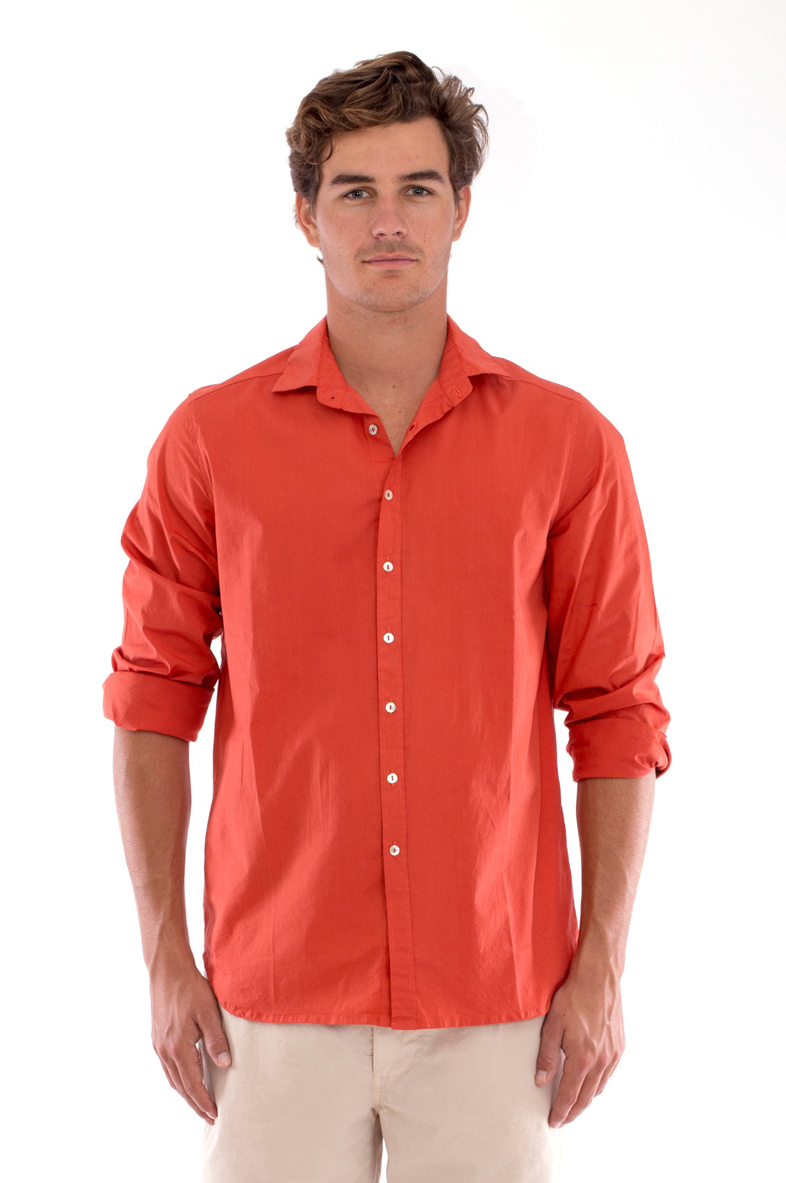 RAVENS VIEW IBIZA mannen vegan Overhemd Phoenix Terracotta Oranje