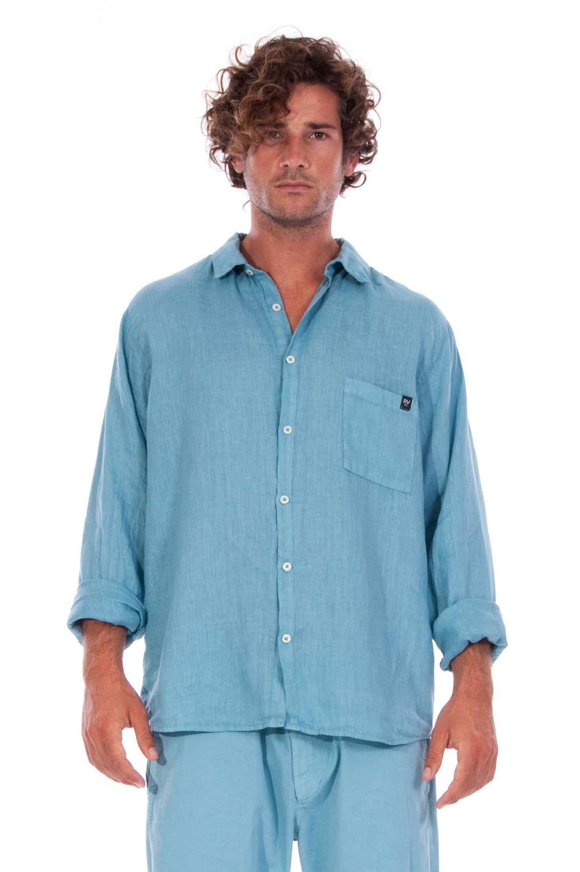 RAVENS VIEW IBIZA mannen vegan Overhemd Lennon Cameo Blauw