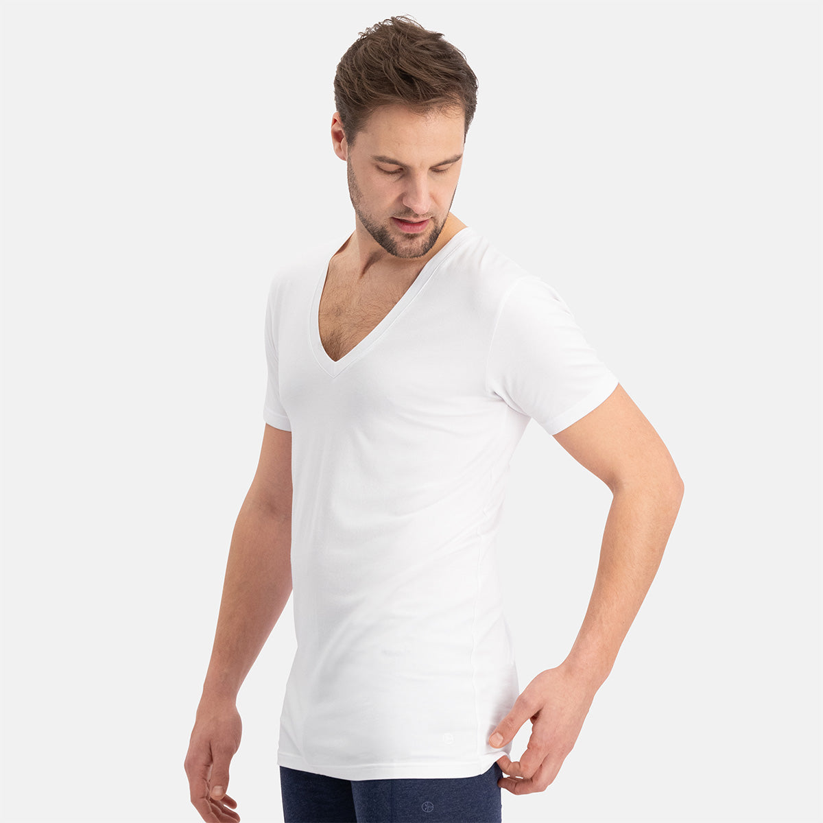 Slimfit T-Shirts Vigo Diepe V-hals (2-pack) - Wit