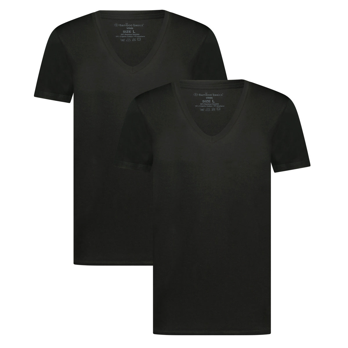 Slimfit T-Shirts Vinn V-hals (2-pack) - Zwart