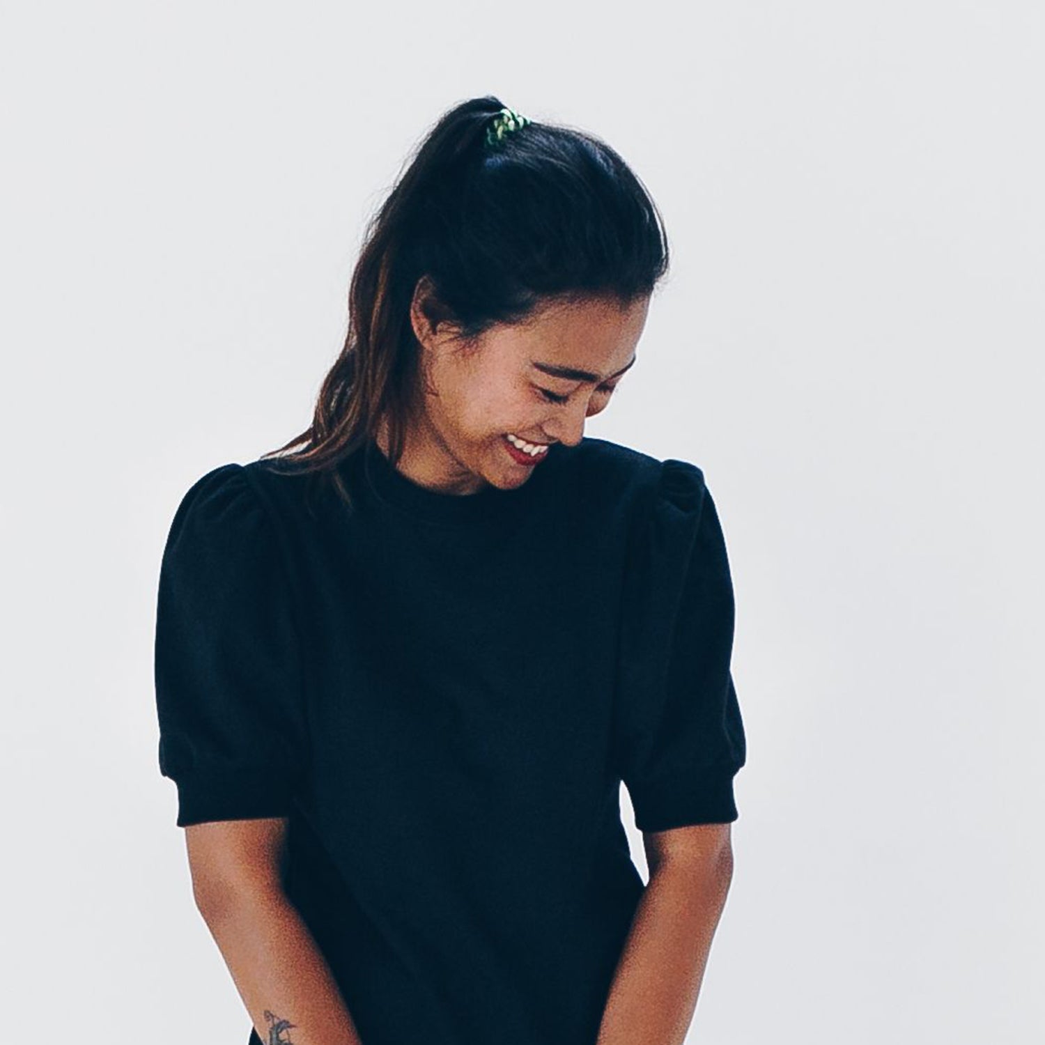 Sweatshirt bio katoen met ballonmouwen