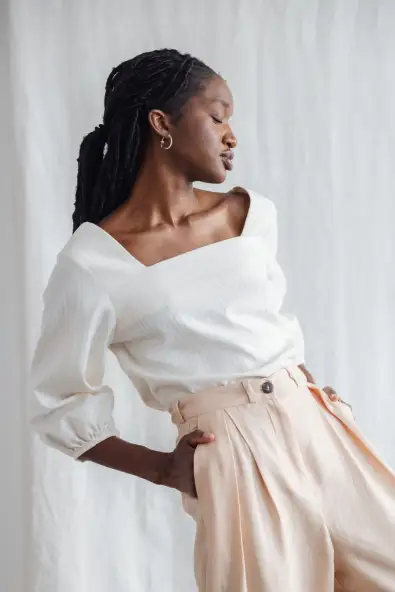 Jyoti Fair Works  Blouse Nalini Gestreept Creme
