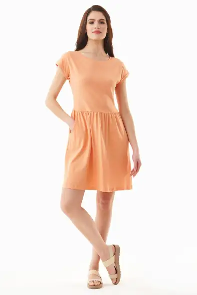 ORGANICATION  Jurk Jersey Slub Schelpkoraal Oranje