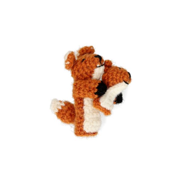 Vingerpopje, vos met jong, wol, 8 cm