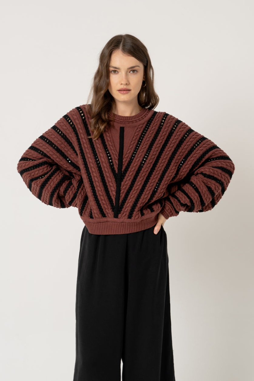 LOVJOI  Trui Elondra Maroon Zwart
