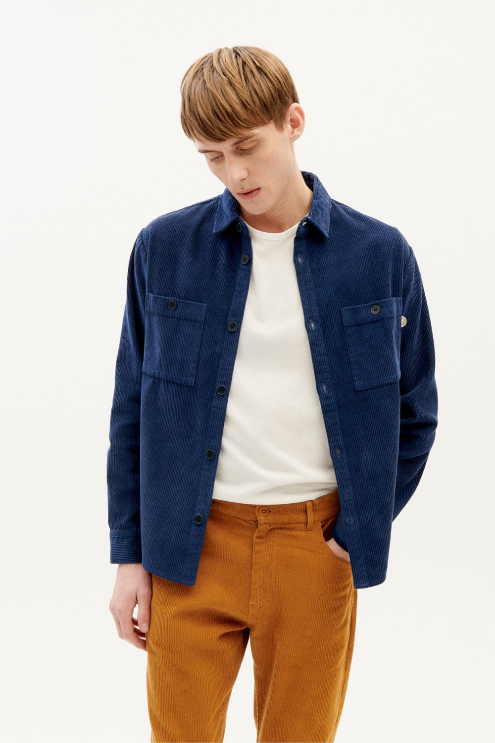 Thinking MU mannen vegan Berry Blauw Corduroy Overshirt