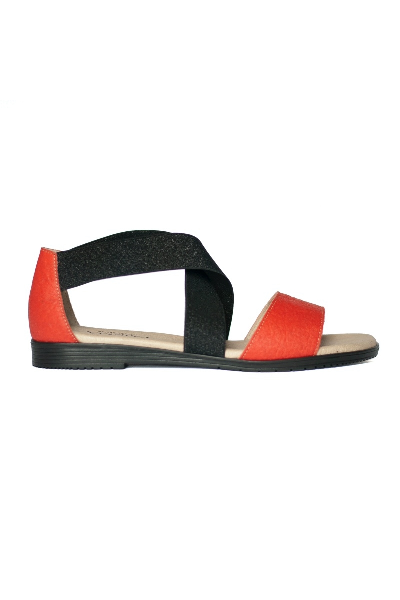 FAIRMA ETHICAL DESIGN  Sandalen Flora Pinatex Bioeco Paprika Zwart & Rood