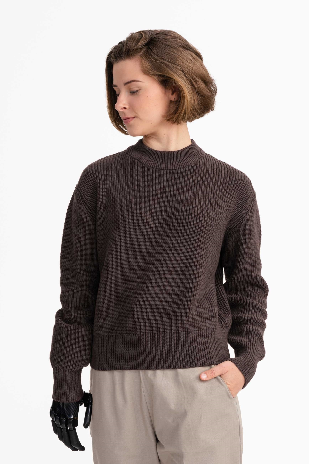 MELA  Trui Rib Knit Manika Donkerbruin