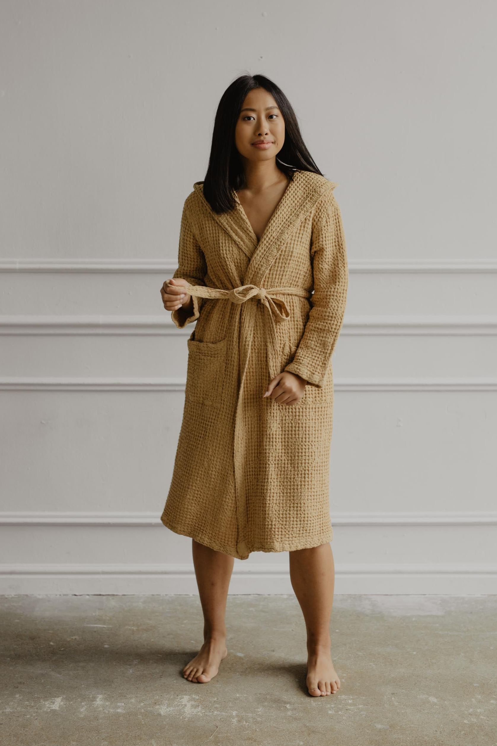 AmourLinen  Badjas Wafellinnen Snuggle Mosterd
