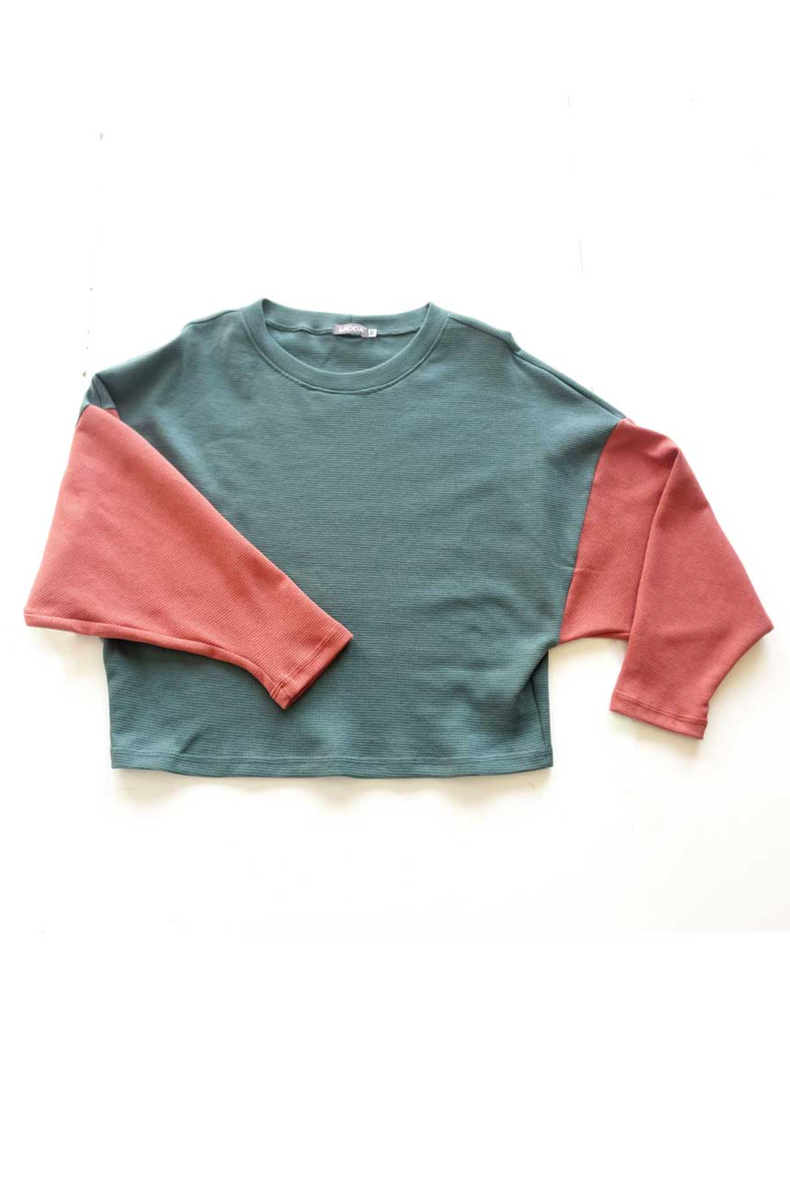 WiDDA  Sweater Waver In Turquoise En Abrikooskleur