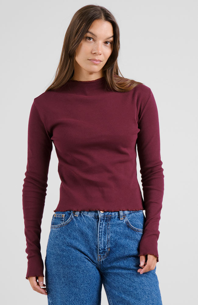 DEDICATED  Top Longsleeve Rib Ryd Fig Rood