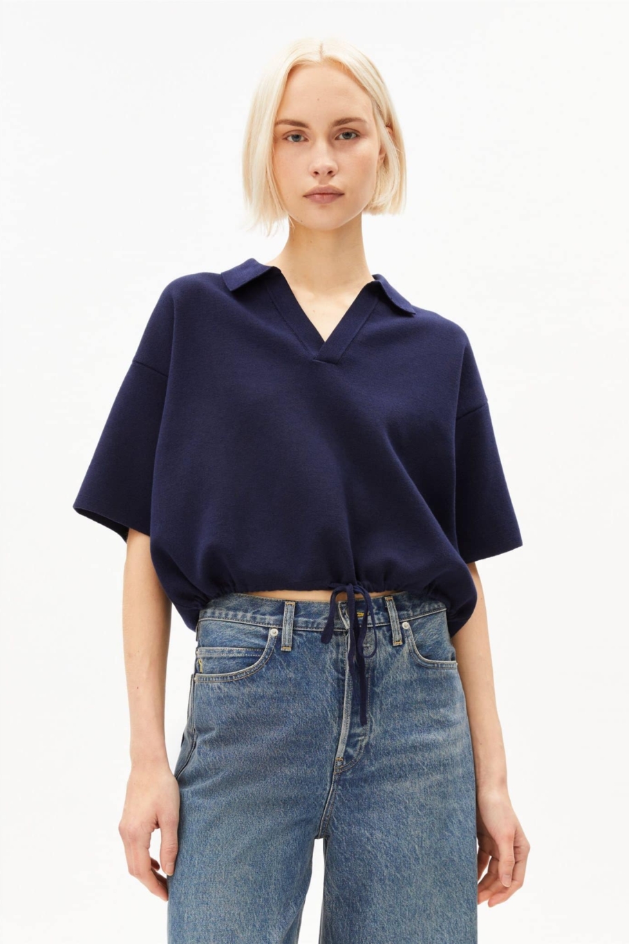 ARMEDANGELS  Trui Compact Polo Gebreid Blauw