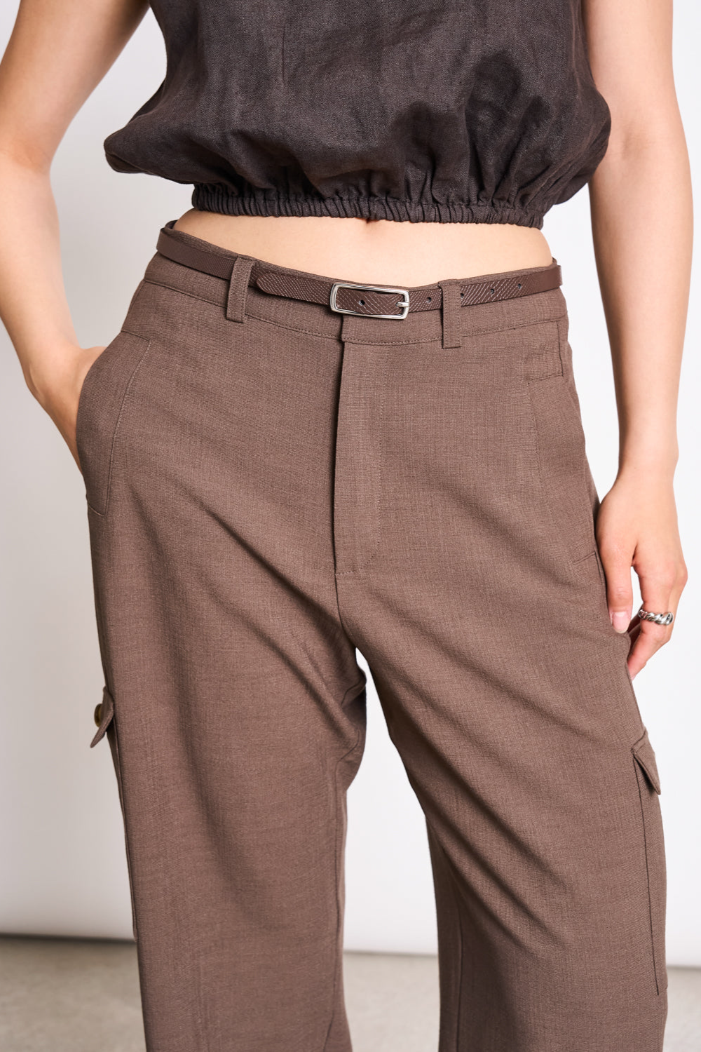 JAN 'N JUNE  Dunne Nyby-Riem Met Slangenpatroon, Bruin/Zilver