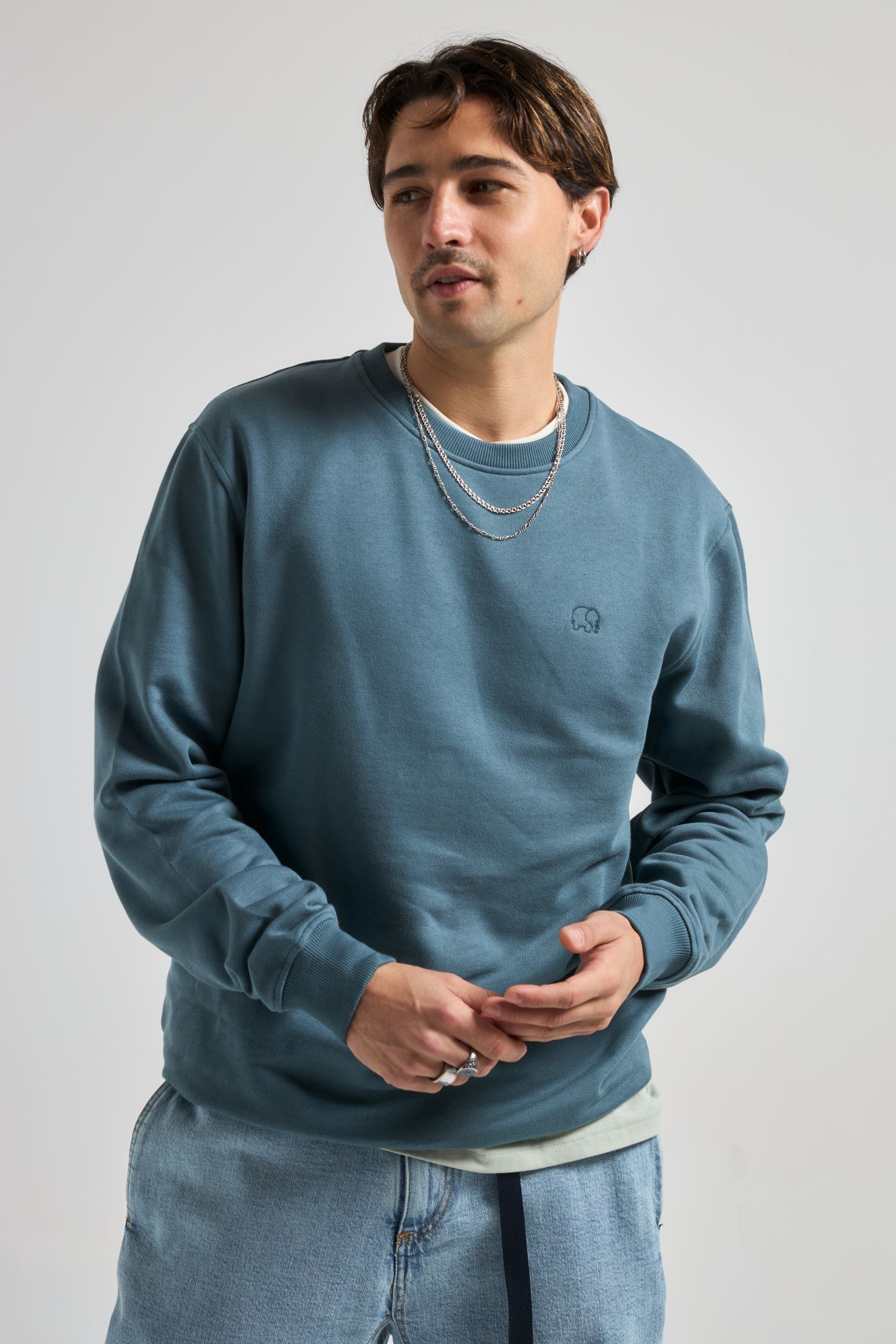 Trendsplant mannen vegan Sweatshirt Essential Diepgroenblauw