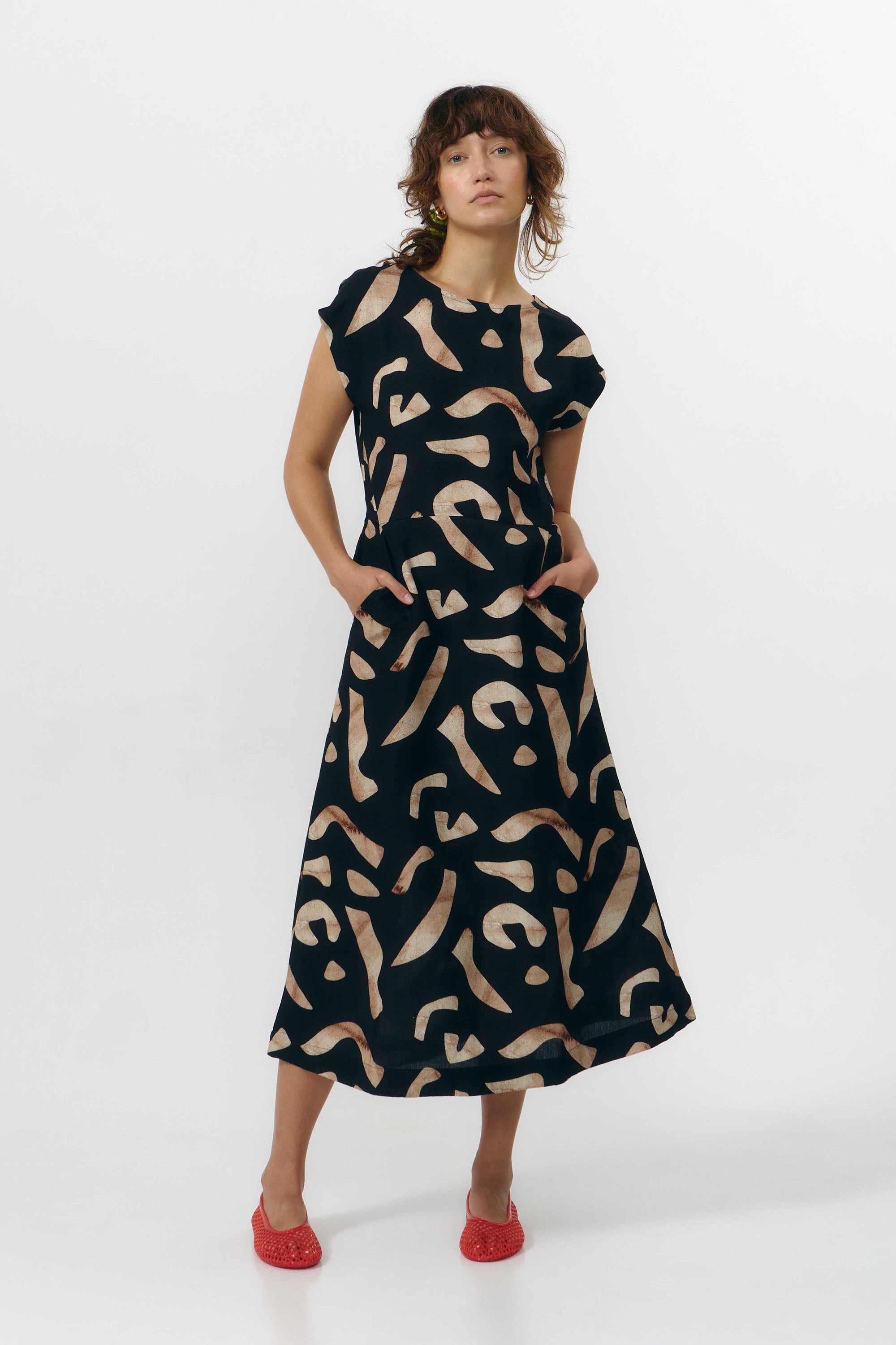 SUITE13LAB  Jurk Met Tinto-Print En Steentjes, Zwart