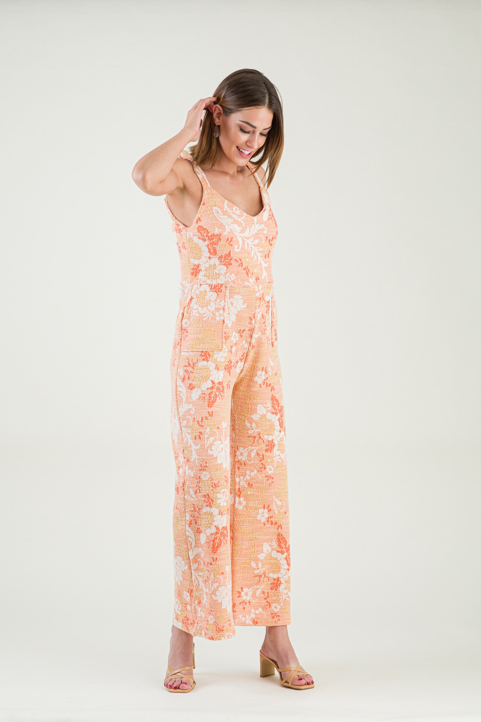 M.R BRAVO  Jumpsuit Baila Jacquard Oranje