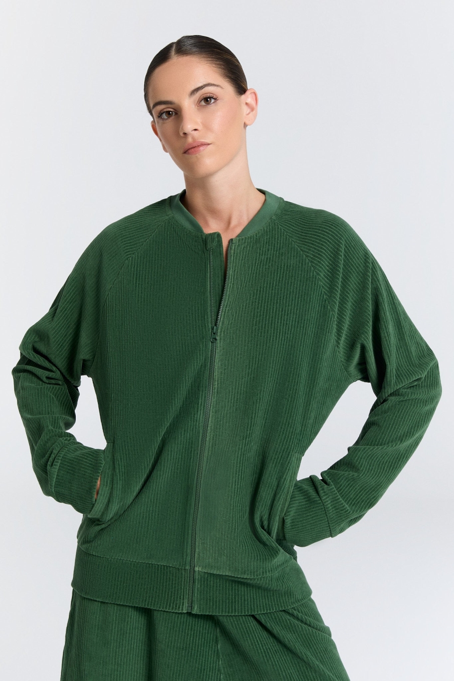 Leela Cotton Dames Jas - Pine Green