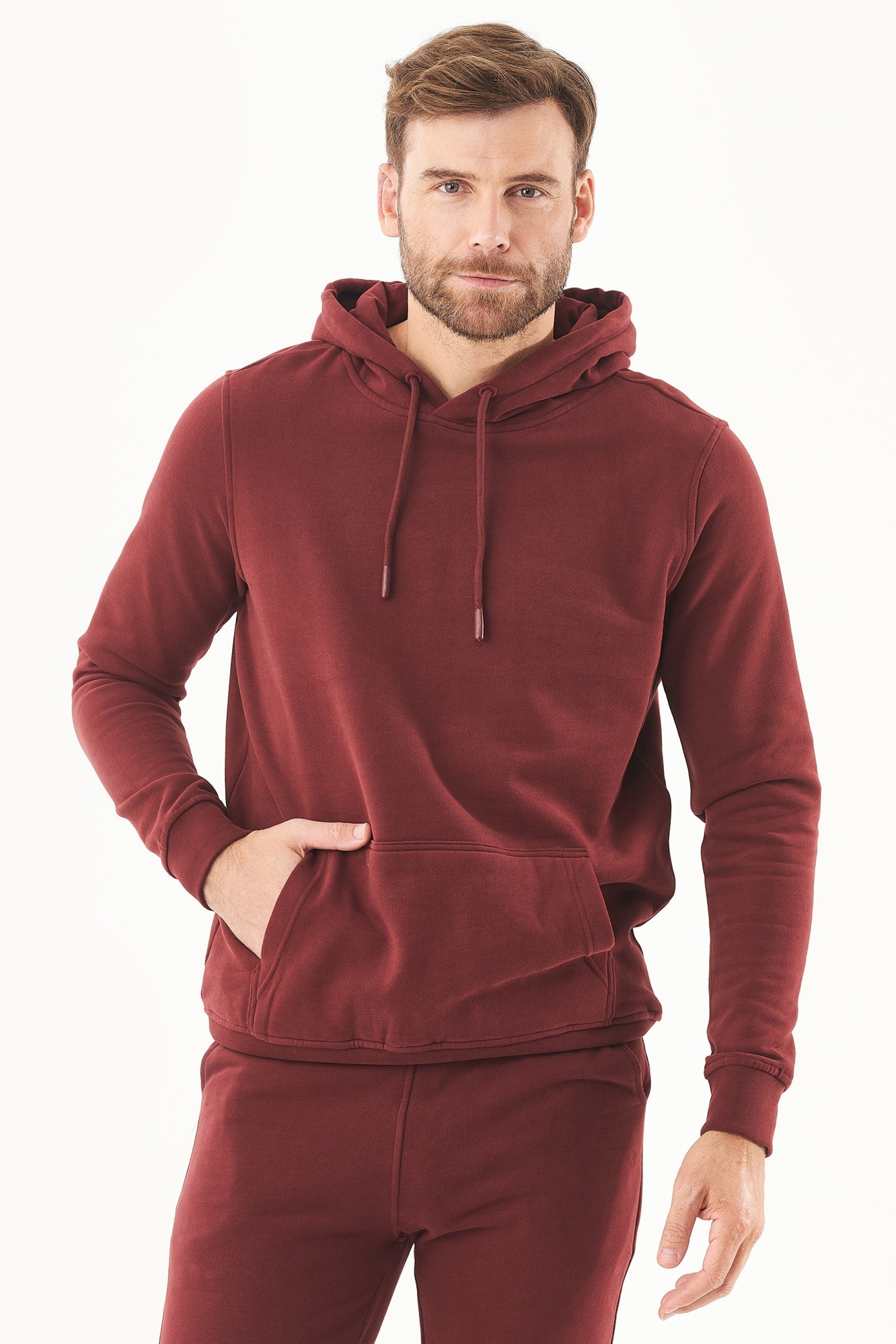 ORGANICATION mannen vegan Hoodie Soft Touch Bordeaux