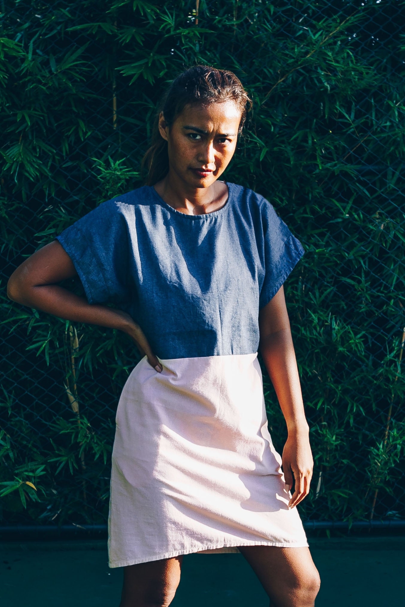 The Driftwood Tales  Jurk Re-Denim Roze & Blauw