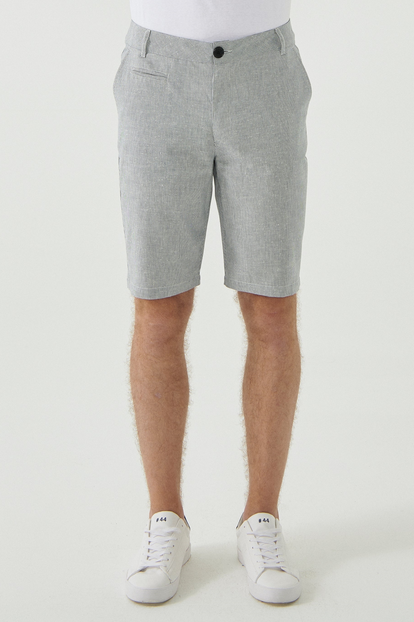 ORGANICATION mannen vegan Chino Shorts Bio-Katoen Wit Gestreept