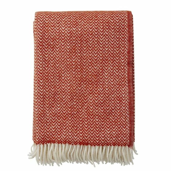 Klippan deken van Eco Lamswol Chevron Ruby Red
