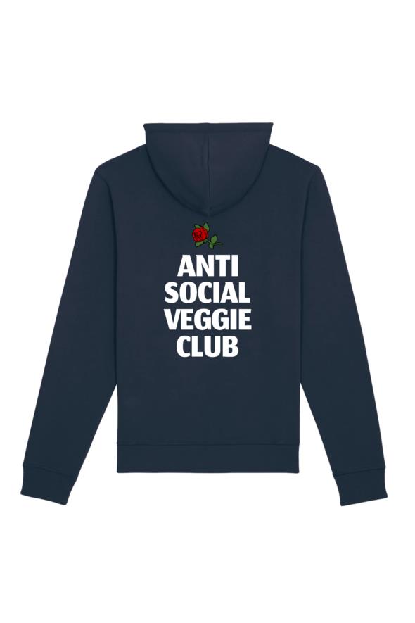 Plant Faced Clothing  Hoodie Anti Social Veggie Club Donkerblauw