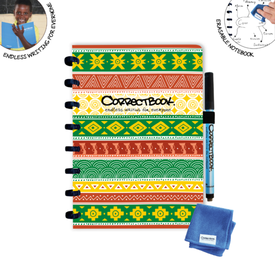 Correctbook Goes Africa Special Blanco of Lijntjes - Notitieboek A5  met pen en wisdoekje