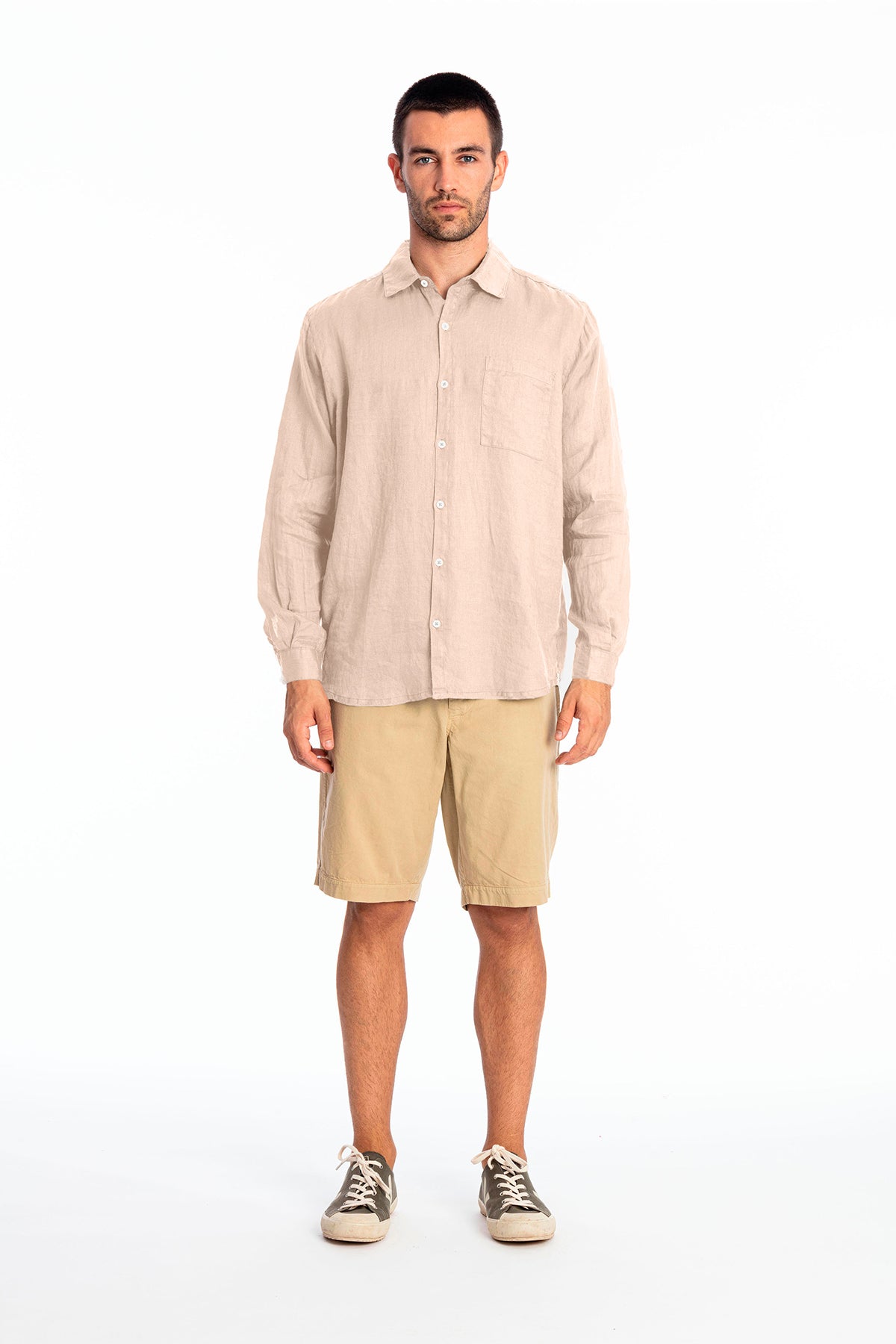 RAVENS VIEW IBIZA mannen vegan Shirt Lennon Zandbeige