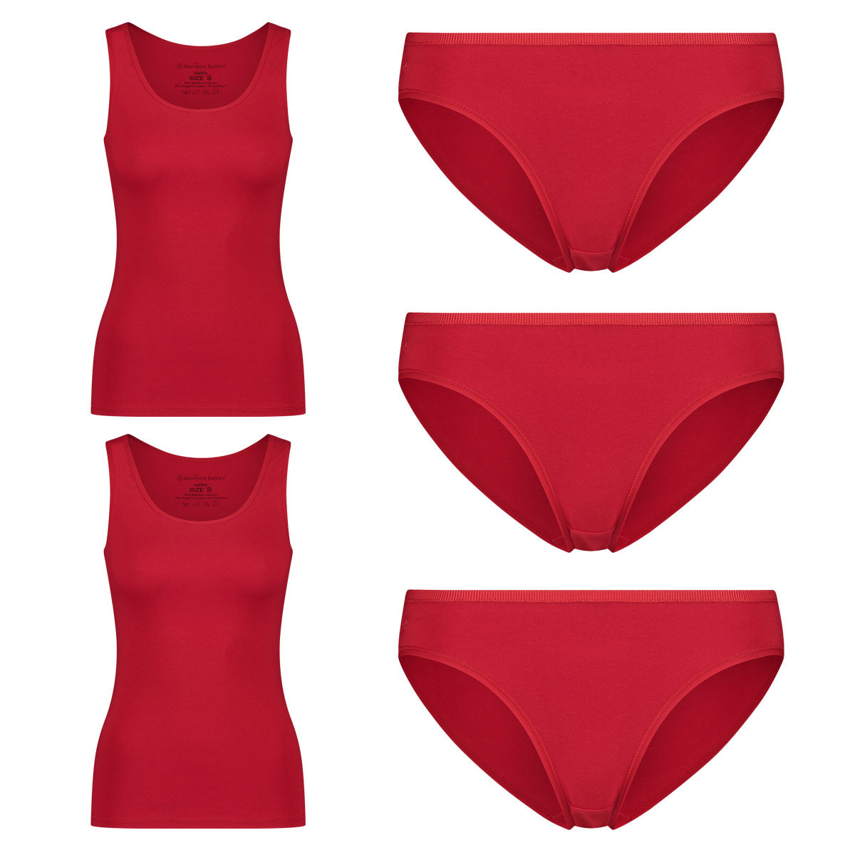 Voordeelbundel: Singlets (2-pack) + Taille Slips (3-pack) - Rood