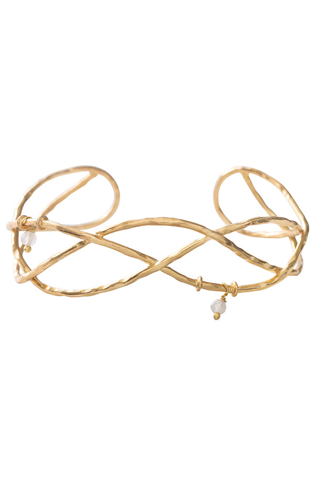 Wave armband Rose Quartz Gold