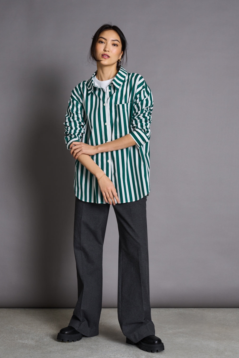 JAN 'N JUNE  Blouse Mamro Fles Groen Gestreept