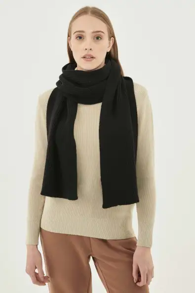 ORGANICATION mannen vegan Unisex Gebreide Sjaal Zwart