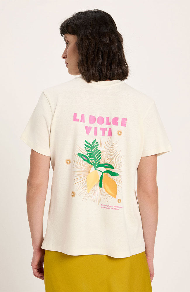 Lanius  Dolce Vita T-Shirt, Ongeverfd Beige