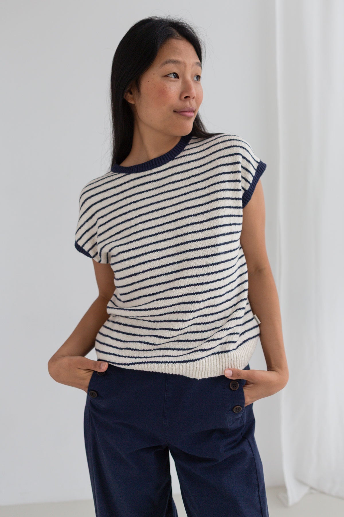 TWOTHIRDS  Shirt Marinella Kobalt Gestreept