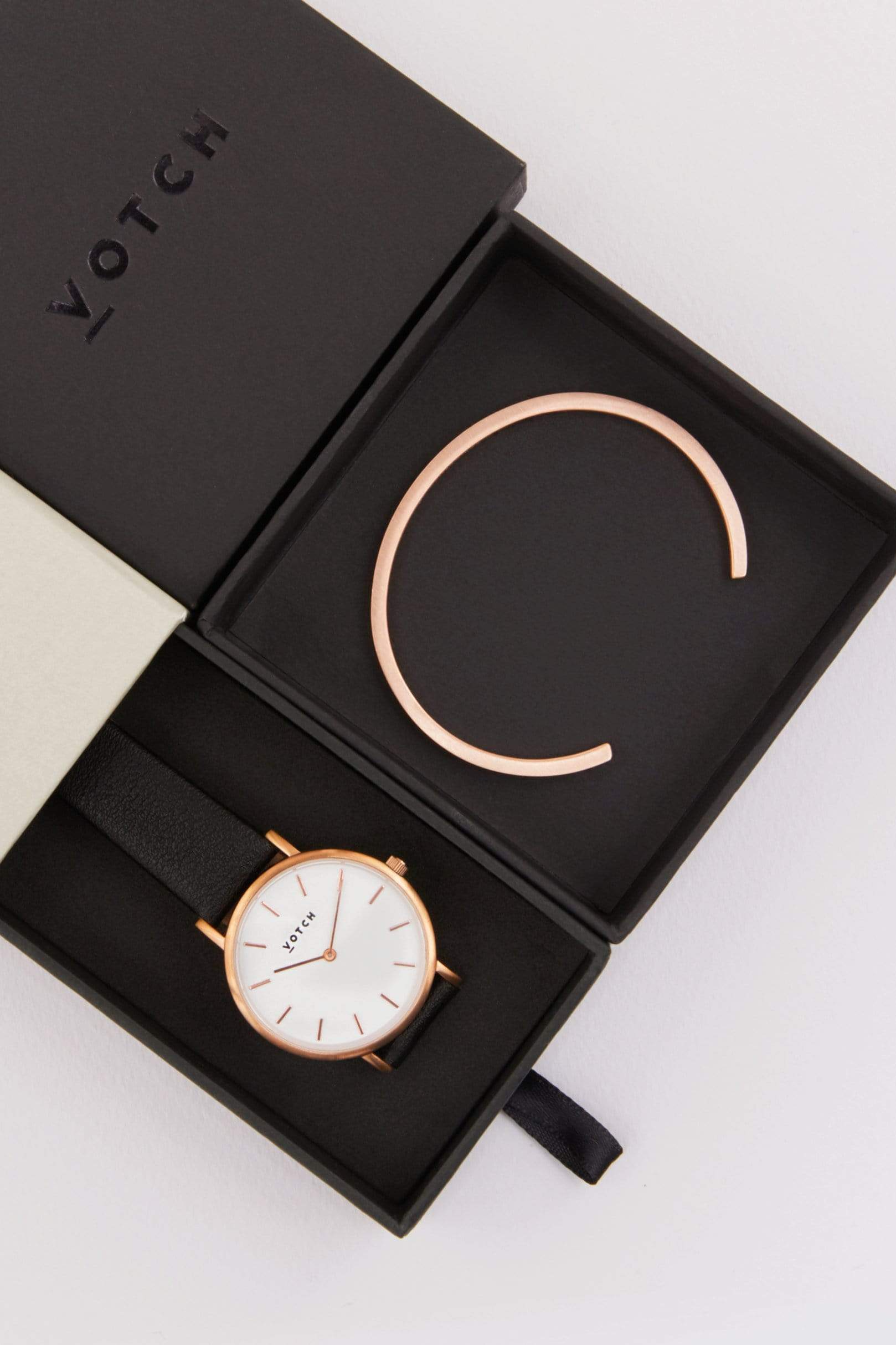 Votch  Roségouden Armband Met Roségoud & Zwart Petite Horloge
