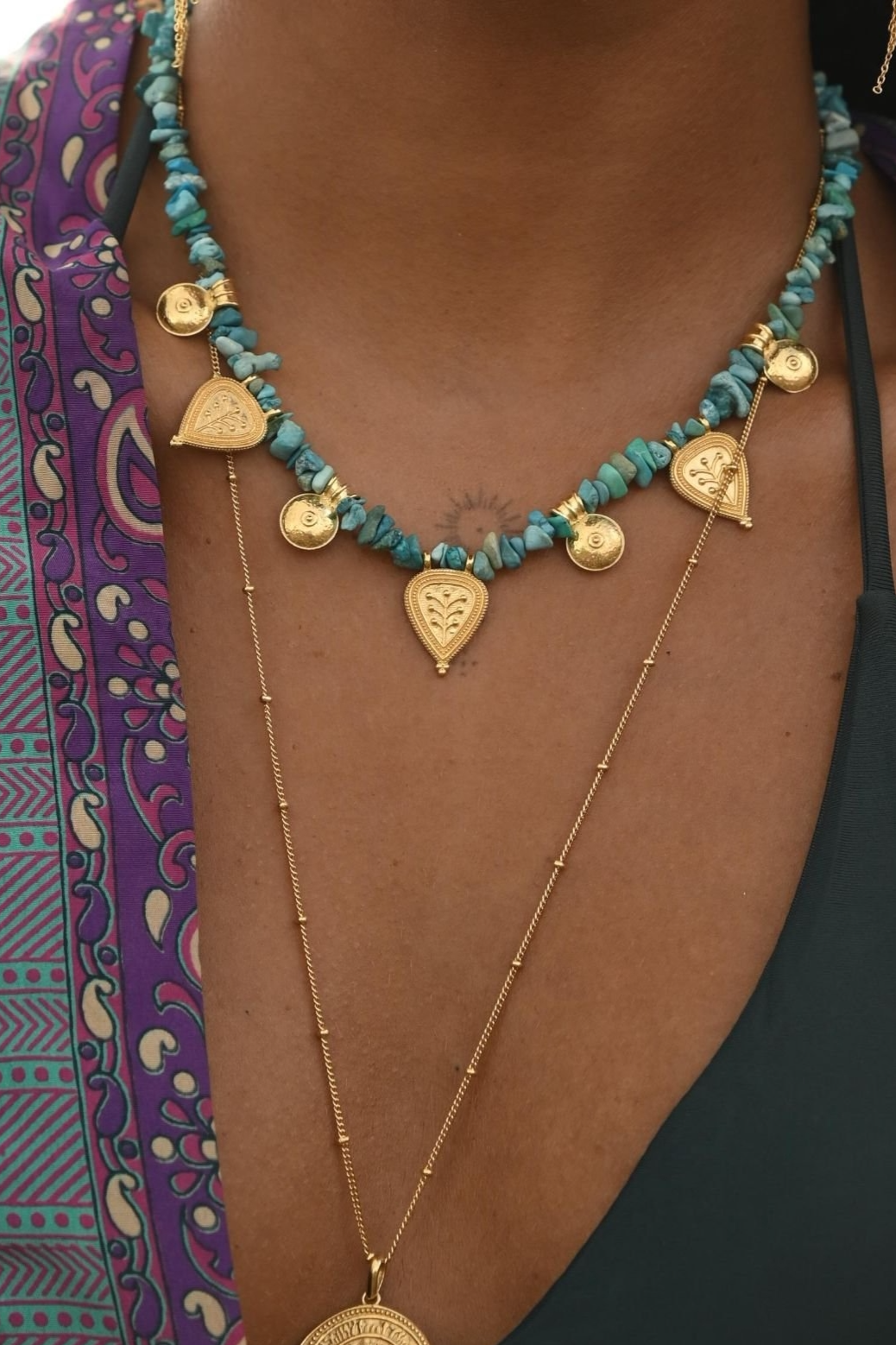 Loft and Daughter  Choker Beaded Levensboom Goud