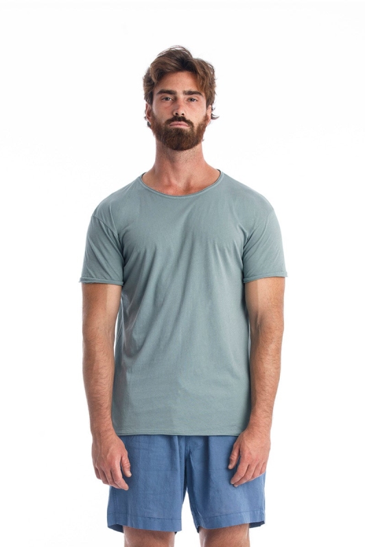 RAVENS VIEW IBIZA mannen vegan T-Shirt Ronde Hals Chinois Groen