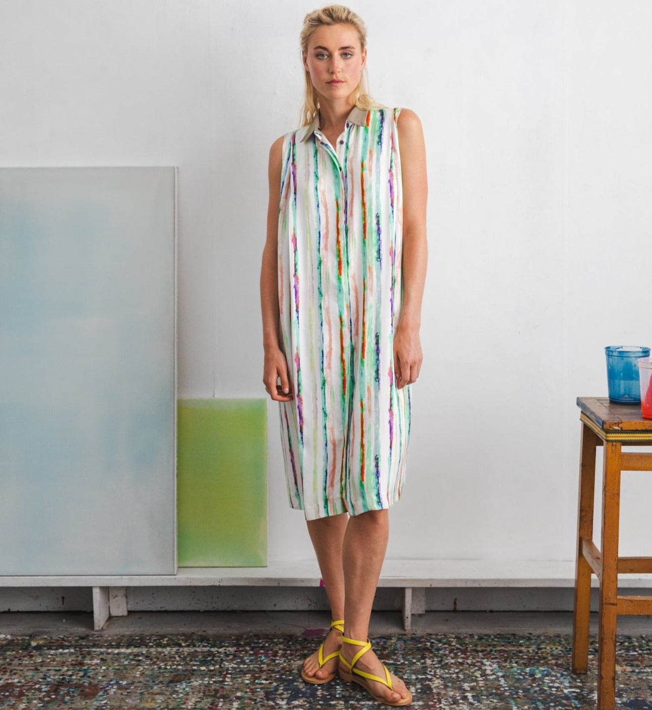 Powder dress midi Paint lines