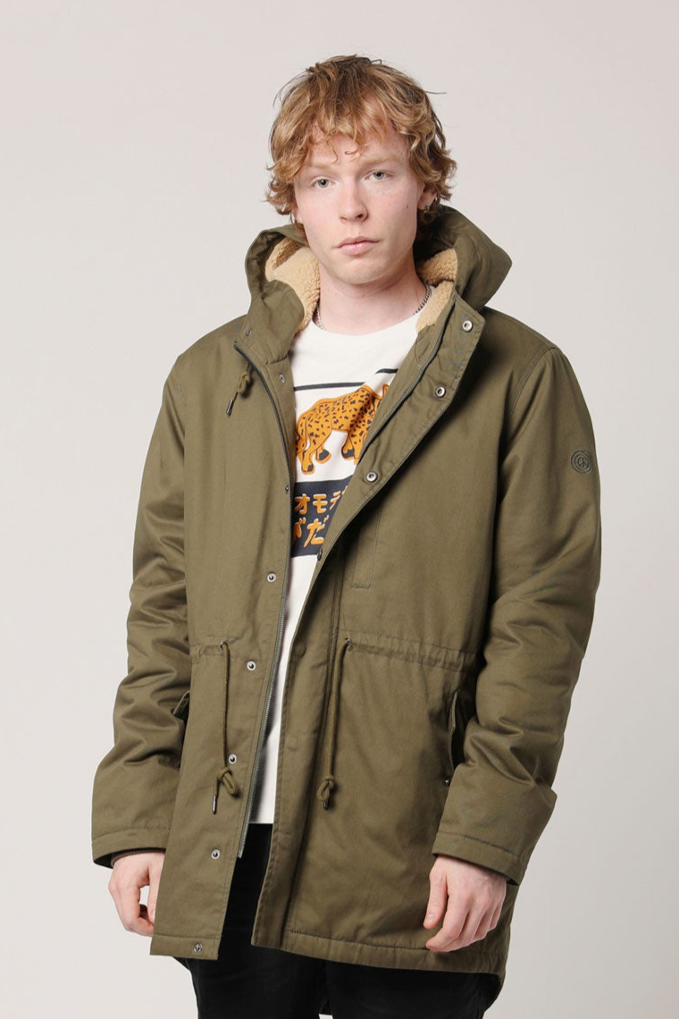 KOMODO mannen vegan Parka Wilson Waterbestendig Biologisch Katoen Kakigroen