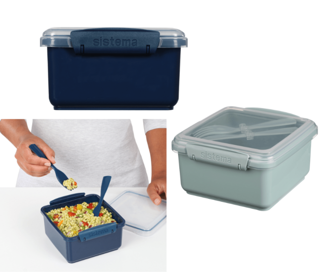 Sistema Renew Lunchbox met bestek - gerecycled plastic in blauw of mint