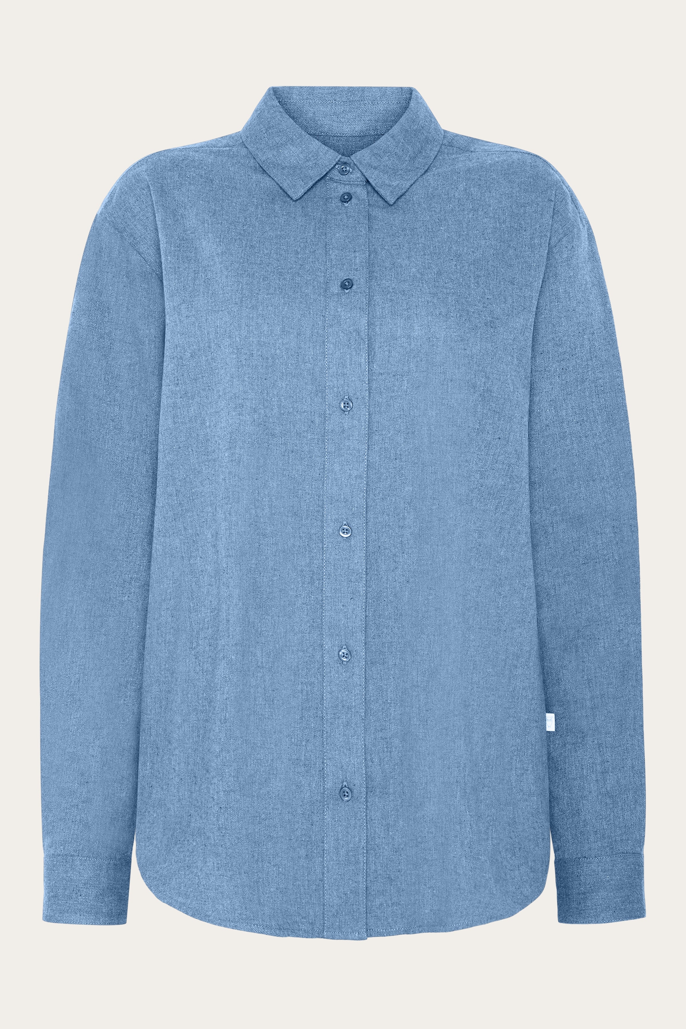 KnowledgeCotton Apparel  Damesblouse Van Flanel In Donker Denimblauw